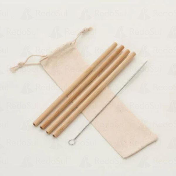 Kit com 4 Canudos em Bambu