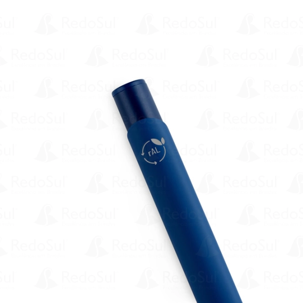 Caneta Esferográfica personalizada em alumínio reciclado e acabamento emborrachado