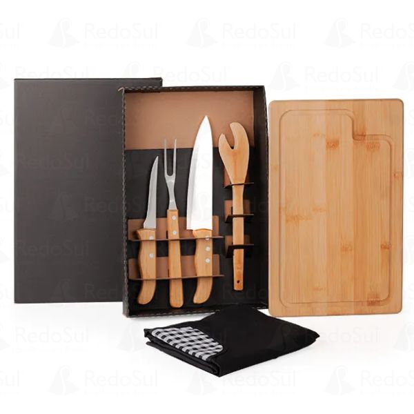 Kit Para Churrasco em Bambu Personalizado