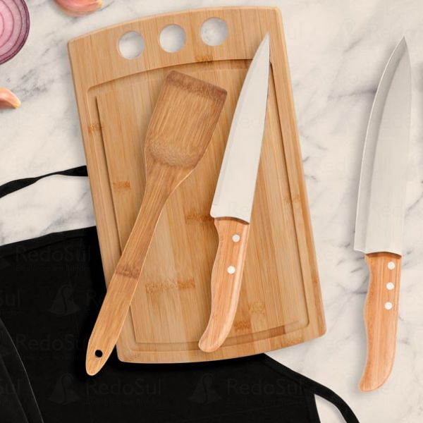 Kit Para Cozinha Em Bambu personalizado