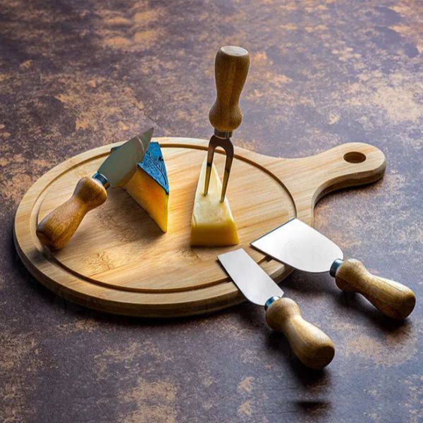 Kit Para Queijo personalizado em Bambu e Inox Kit Para Queijo personalizado em Bambu e Inox