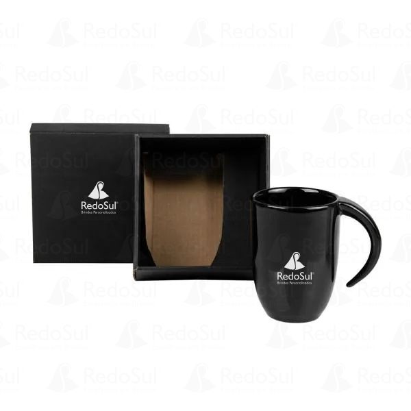 Caneca em cerâmica preta com 350 ml Caneca em cerâmica preta com 350 ml