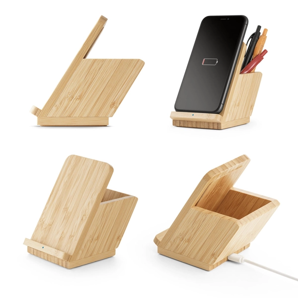 RD 57940-Carregador wireless em bambu personalizado