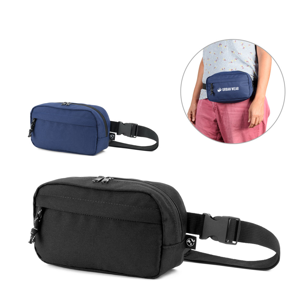 Pochete personalizada em poliéster reciclado com bolso frontal