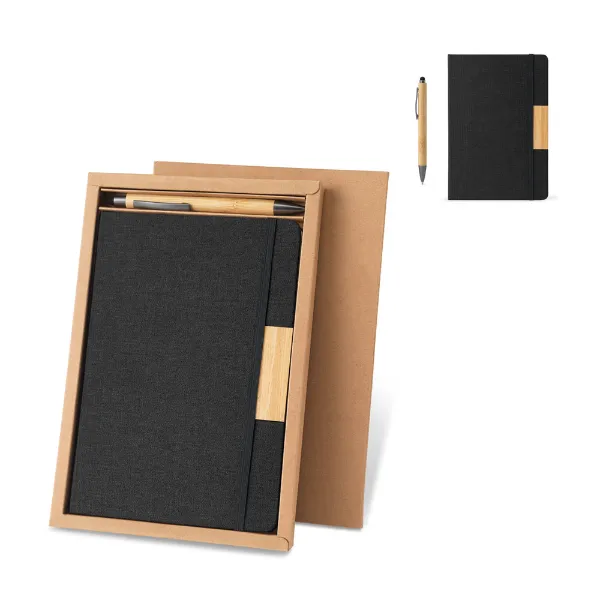 RD 93655-Conjunto personalizado composto por 1 caderno e 1 caneta esferográfica em bambu
