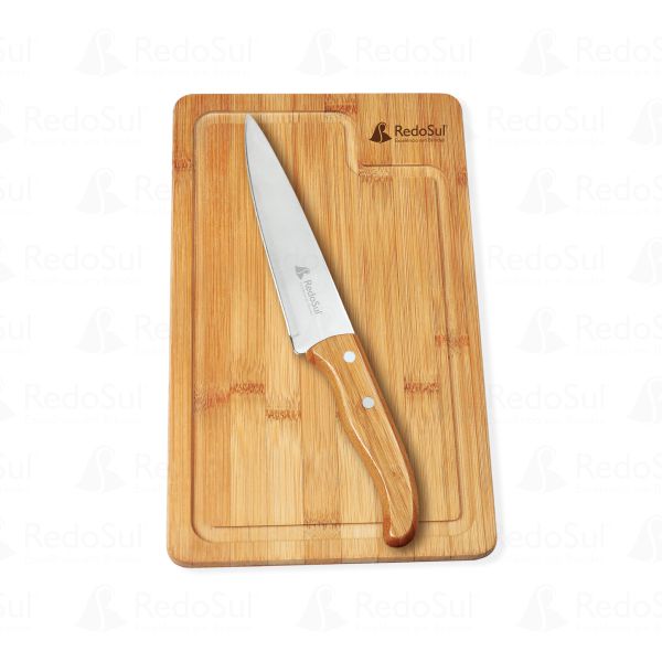 Conjunto Para Churrasco Personalizado Em Bambu/Inox
