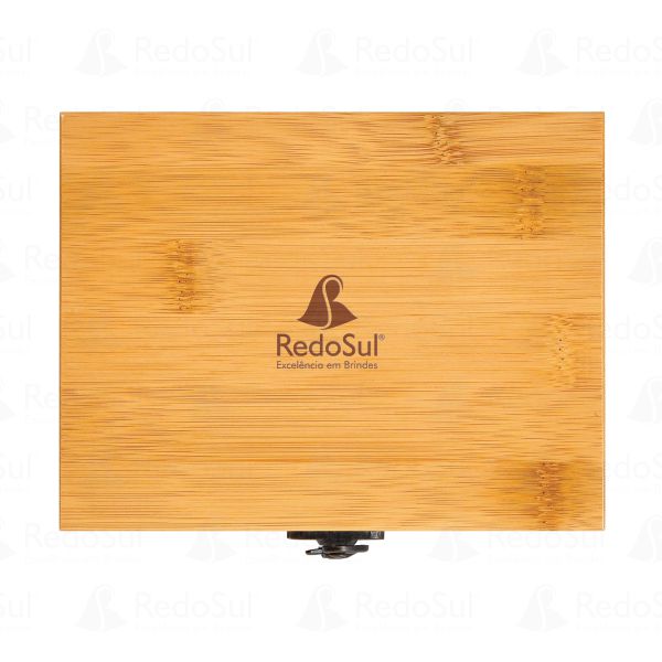 Kit para vinho personalizado em bambu
