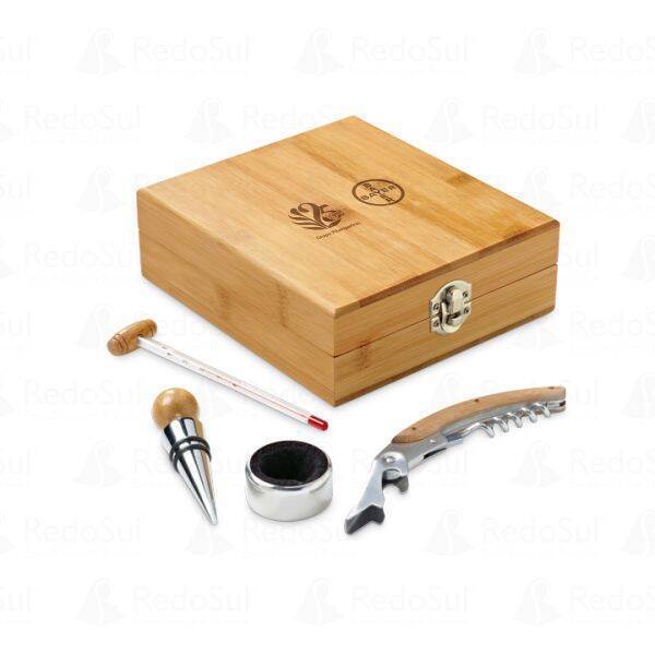 Kit Vinho Personalizado com Estojo em Bambu