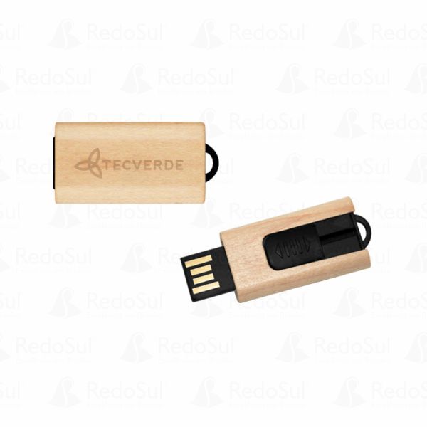 Pen Drive Personalizado Retrátil em Bambu Pen Drive Personalizado Retrátil em Bambu